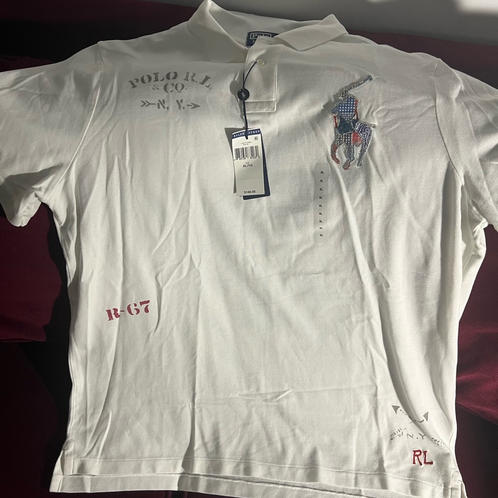 Polo by Ralph Lauren White Polo with Red and Blue Accents